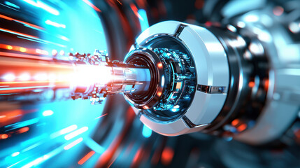 Aufkleber - high resolution 3D visualization of advanced robotic mechanism, showcasing intricate details and vibrant colors. design emphasizes futuristic technology and dynamic energy flow