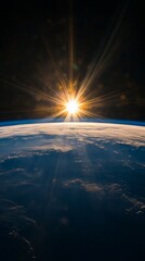 Wall Mural - Stunning sunrise over Earth captured from space showcasing the planet's curvature and atmosphere