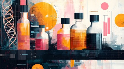 Wall Mural - captivating abstract depicting a modern scientific laboratory environment featuring bold textural el