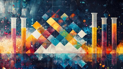 Wall Mural - captivating abstract laboratory scene combining dna molecular patterns pipettes and vibrant colorful