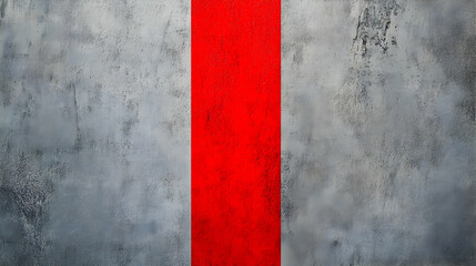 Wall Mural - single bold vertical stripe in bright red placed off-center on a soft gray background with clean edg