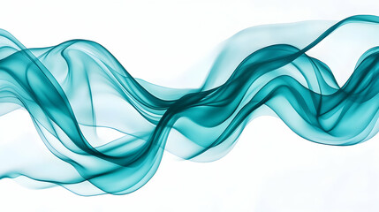 Wall Mural - softly flowing abstract waves in shades of blue and teal over a crisp white background, evoking simp