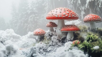 Wall Mural - fungi in snow