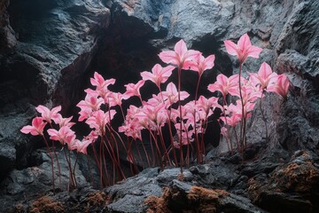 Sticker - Pink Flowers on Rock