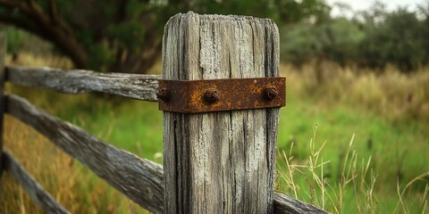 Canvas Print - Wooden Fence with Rusted Metal Latch