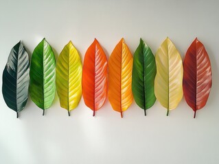 Canvas Print - Colored leaves on wall