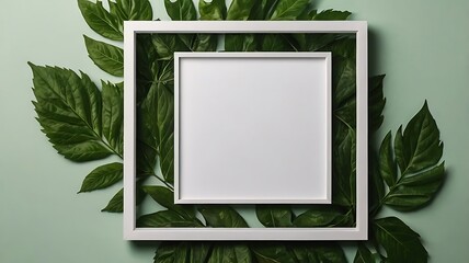 Wall Mural - green frame with leaves