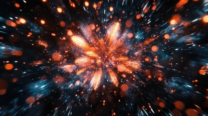 Wall Mural - Firework explosion in darkness