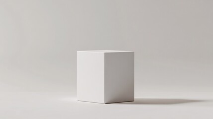 Leinwandbilder - White cube standing on a white background with slight shadow