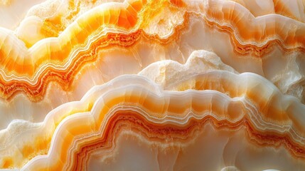 Poster - Backlit orange and white onyx layers, abstract nature background, interior design