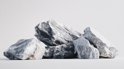 Poster - Group of marble rocks resting on a white surface