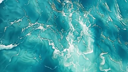 Leinwandbilder - aqua swirl: abstract image of swirling teal and white paint creating a mesmerizing marble effect. pe