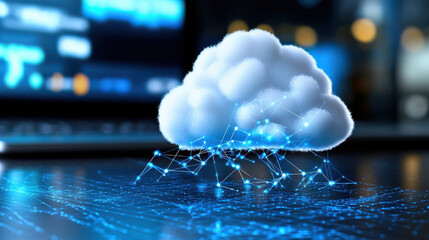 Leinwandbilder - digital cloud with connected global servers, representing online data exchange and technology. image conveys sense of innovation and connectivity in digital world