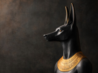 Mystical Anubis Statue: Ancient Egyptian God in Profile View