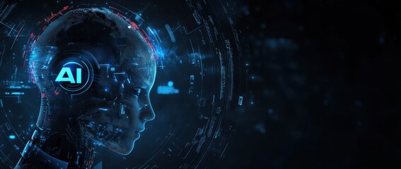 Abstract background with the concept of artificial intelligence and 