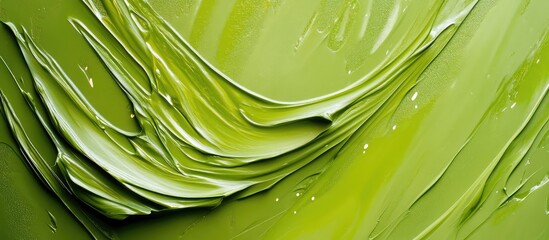 Fototapete - Abstract green paint texture with smooth layered strokes and copy space for text.