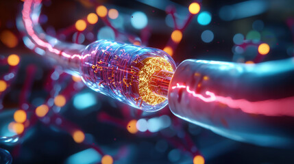 Leinwandbilder - high resolution representation of nanobot navigating through futuristic circuit, showcasing vibrant colors and intricate details. image evokes sense of advanced technology and innovation