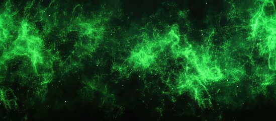Leinwandbilder - Green cosmic energy wave abstract background with glowing particles and Copy Space.