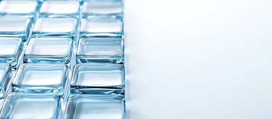 Poster - Transparent glass blocks arranged on a surface with copy space for text or overlay design elements.