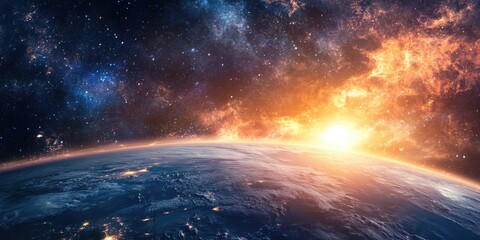 Wall Mural - earth from space with stars