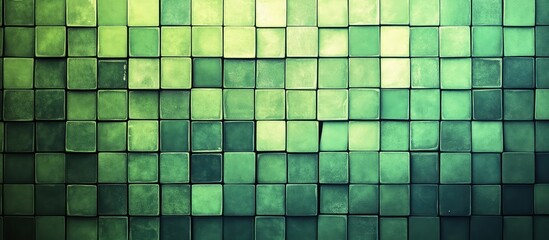 Aufkleber - Green textured square tile background with varied shades and Copy Space for text placement
