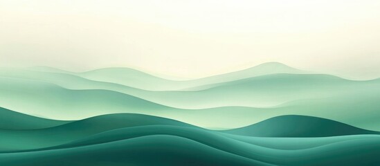 Poster - Abstract green and blue gradient waves in soft tones with copy space for text placement