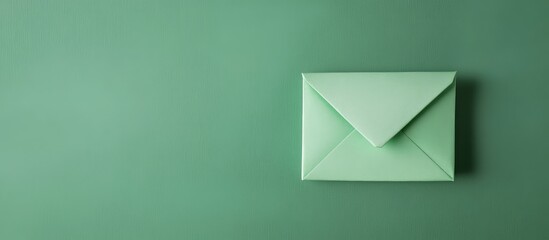 Poster - Green envelope on a solid green background with copy space for text or graphics.