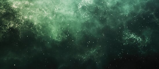 Leinwandbilder - Abstract green cosmic background with stars and nebula, suitable for use as a wallpaper or design element, featuring ample copy space.
