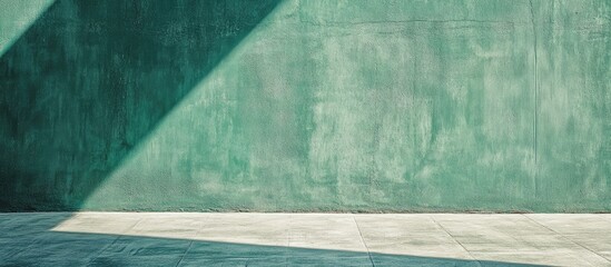 Aufkleber - Textured green wall with diagonal shadow and light on concrete floor providing ample Copy Space for overlay text.