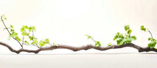 Aufkleber - Twig with green leaves placed on a light background showcasing natural beauty and minimalism Copy Space