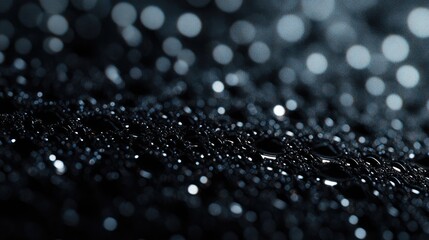 Aufkleber - Close-up of water droplets on a dark surface with bokeh effect Copy Space