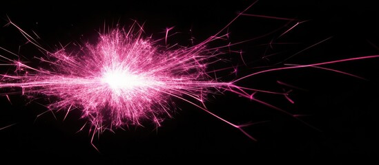 Fototapete - Pink Spark Explosion on Black Background with Copy Space for Text