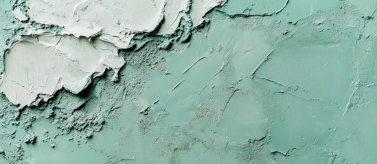 Aufkleber - Textured abstract surface with green and white plaster, featuring subtle grooves and uneven layers, ideal for backgrounds with Copy Space.