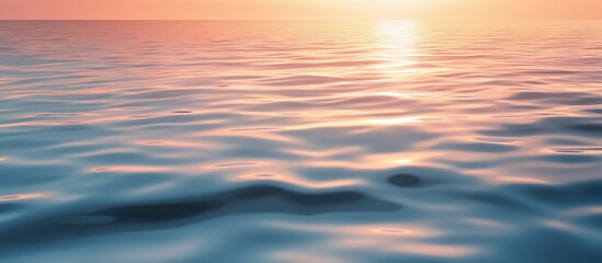 Poster - Softly rippling water surface at sunset with pastel hues and reflections tranquility Copy Space