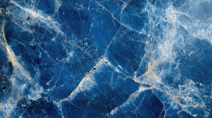 Leinwandbilder - Deep blue mineral rock surface texture with intricate crystal patterns and natural veining Copy Space