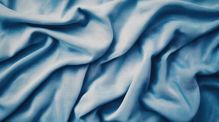 Aufkleber - Light blue fabric texture with soft folds and creases suitable for backgrounds and textile design. Copy Space available.