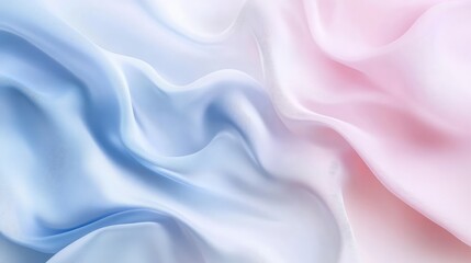 Aufkleber - Soft flowing silk fabric in blue and pink colors with smooth texture and gentle curves Copy Space