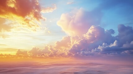 Aufkleber - Colorful sunset sky with clouds over the ocean and soft waves visible in the foreground Copy Space