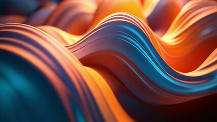 Leinwandbilder - Abstract Flow: A mesmerizing abstract artwork features a dynamic flow of iridescent, metallic ribbons. The organic, flowing lines of teal, orange, and yellow create a mesmerizing optical illusion.