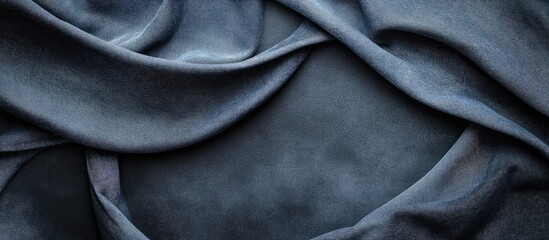 Poster - Dark textile fabric with soft folds and gentle waves suitable for background or textile design Copy Space