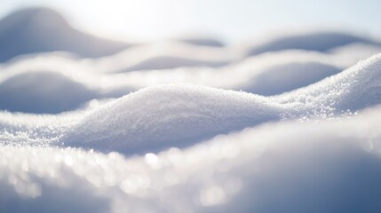 Aufkleber - Snow-covered landscape with soft undulating snowdrifts glistening in sunlight and a blurred background, ideal for winter-themed designs, Copy Space.