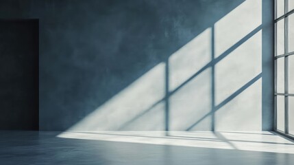 Leinwandbilder - Modern empty interior space with large window casting shadows on concrete walls and floor Copy Space