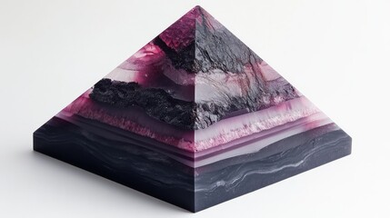 Leinwandbilder - Multicolored Natural Stone Pyramid with Layered Texture and Copy Space
