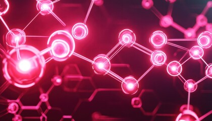 Wall Mural - glowing orbs interconnected, symbolizing a growing network in a futuristic pink web
