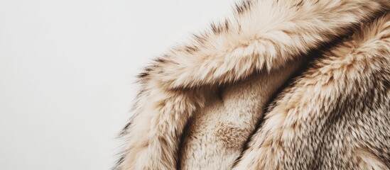 Leinwandbilder - Close-up view of luxurious faux fur fabric texture with soft, fluffy strands and subtle color variations Copy Space