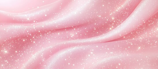Leinwandbilder - Elegant pink satin fabric with sparkling glitter texture and soft folds perfect for background with Copy Space.