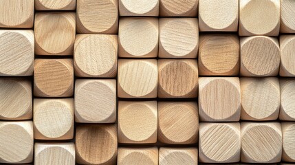 Fototapete - Textured wooden blocks arranged in a pattern with copy space for text placement