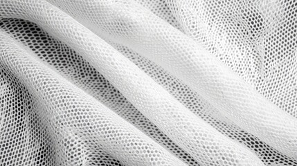 Aufkleber - Textured white mesh fabric background with rippled patterns and fine holes, ideal for textile design, Copy Space available.