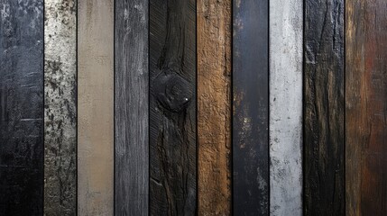 Aufkleber - Colorful textured wooden planks background with varying shades and finishes Copy Space
