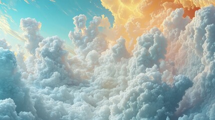 Fototapete - Colorful dramatic cloud formations in the sky during sunset with vibrant hues and soft textures Copy Space